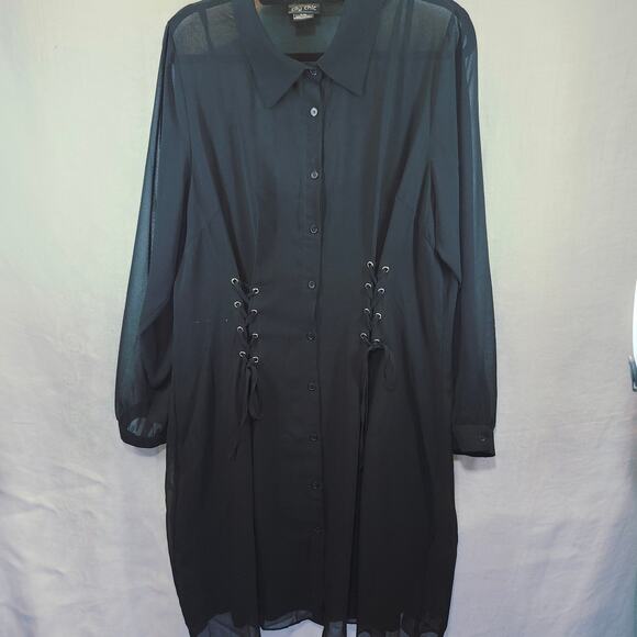 City Chic Dresses & Skirts - City Chic Women's Black Sz 18 Corsett Chiffon Dress Goth Puck Figure Flattering